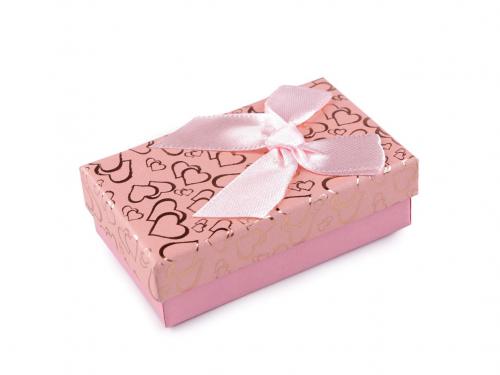 Krabička s mašličkou 5x8 cm, barva 3 pudrovo-lososová srdce