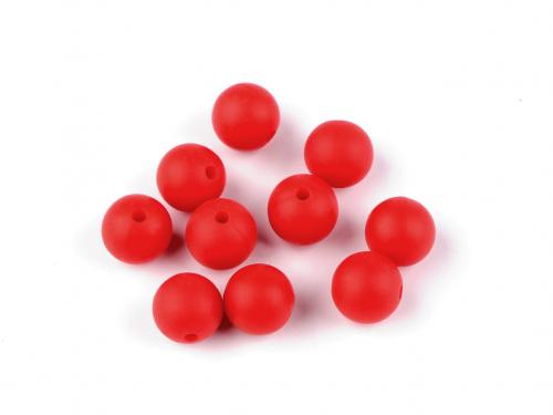 Silikonové korálky Ø9 mm, barva 2 (25) červená