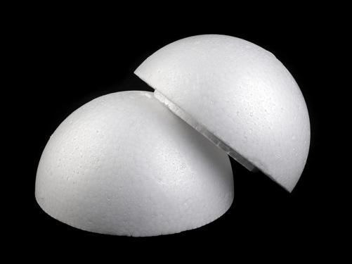 Polystyrenová koule dvoudílná dutá Ø14,5 cm 2. jakost, barva bílá