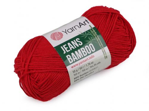 Pletací příze Jeans Bamboo 50 g, barva 8 (144) červená