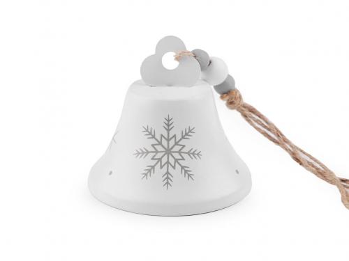 Zvonek s vločkami Ø80 mm, barva 2 bílá mat