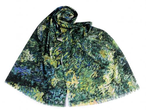 Bavlněný šátek / šála 70x170 cm, barva 6 zelená tmavá