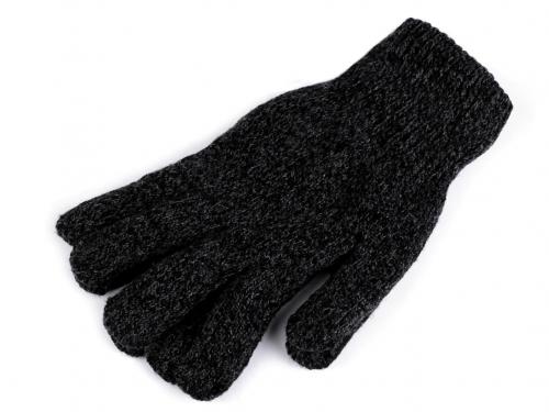 Pánské pletené rukavice žíhané zateplené, barva 5 černá šedá