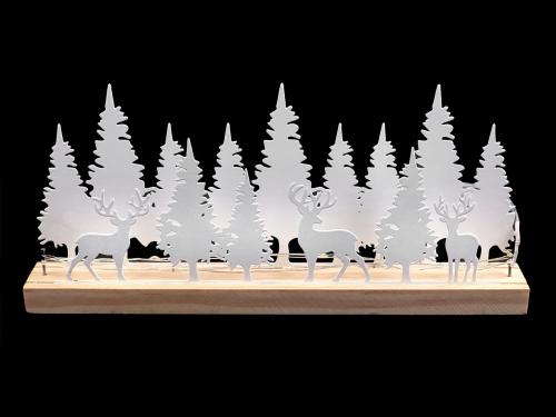 Dekorace zimní les svítící LED, barva bílá