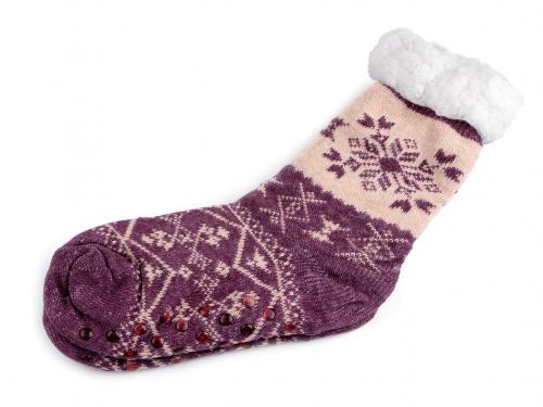 Ponožky zimní s protiskluzem, dlouhé, barva 24 (vel. 39-42) fialová