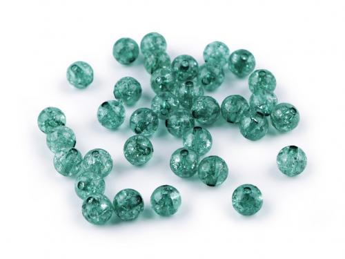 Plastové korálky kraklované Ø8 mm, barva 21 (24) zelená lahvová