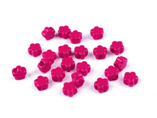 Plastové korálky květ Ø9 mm, barva 4 pink