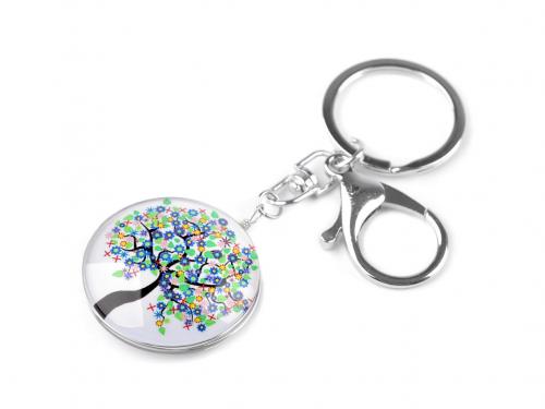 Přívěsek na klíče / kabelku strom života, mandala, barva 2 bílá strom