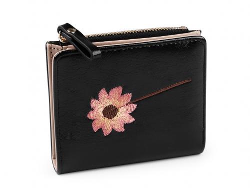 Dámská / dívčí peněženka s výšivkou 10x12 cm, barva 4 černá