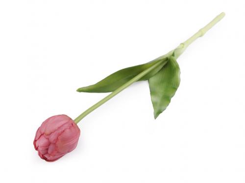 Umělý tulipán, barva 3 starorůžová sv.