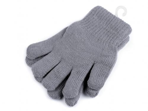 Dětské pletené rukavice zateplené, barva 9 šedá světlá