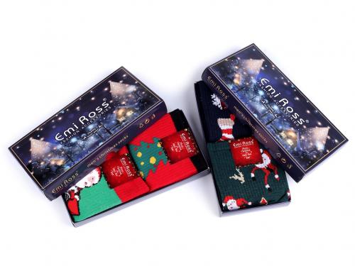 Vánoční ponožky v dárkovém balení, barva 3 (vel. 43-47) mix náhodný