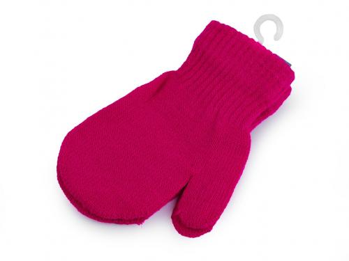 Dětské pletené rukavice palčáky, barva 6 růžová sytá