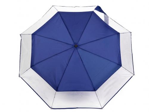 Dámský skládací deštník s transparentním lemem, barva 2 modrá