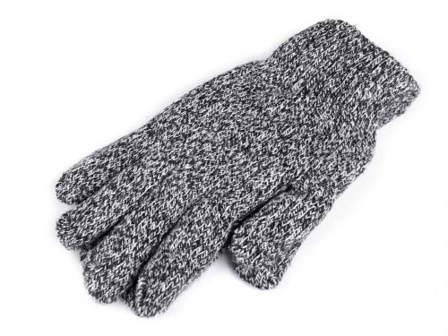 Pánské pletené rukavice žíhané zateplené, barva 3 šedá