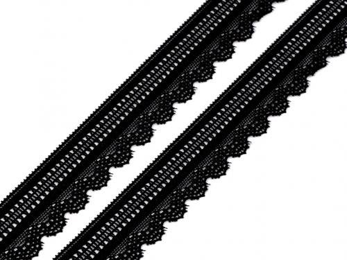 Elastická krajka šíře 25 mm, barva 3 černá