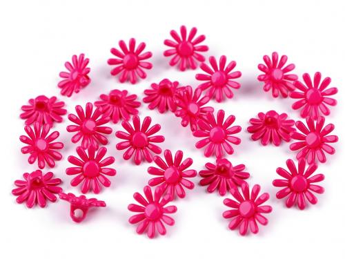 Plastové knoflíky / korálky květ Ø15 mm, barva 3 pink