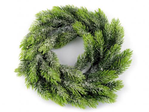 Umělý vánoční věnec zasněžený Ø30 cm, barva zelená
