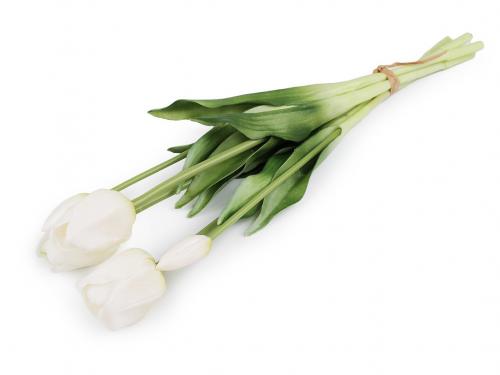 Umělá kytice tulipán, barva 1 bílá