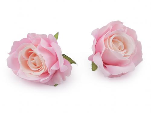 Umělý květ růže Ø5 cm, barva 3 růžová sv.
