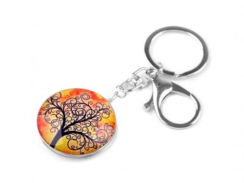 Přívěsek na klíče / kabelku strom života, mandala, barva 4 oranžovožlutá strom
