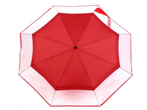 Dámský skládací deštník s transparentním lemem, barva 1 červená