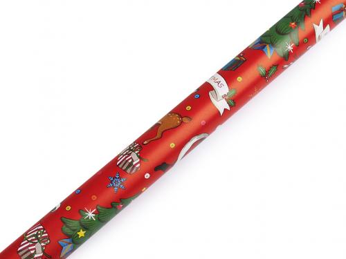 Balicí papír vánoční 0,7x2 m, barva 4 červená