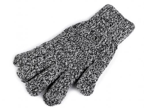 Pánské pletené rukavice žíhané zateplené, barva 4 černá bílá