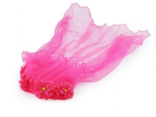 Čelenka s květy a závojem, barva 3 pink