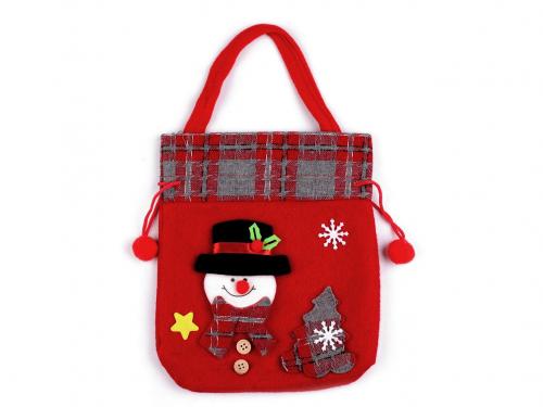 Mikulášská / vánoční taška 20x23 cm, barva 2 červená sněhulák