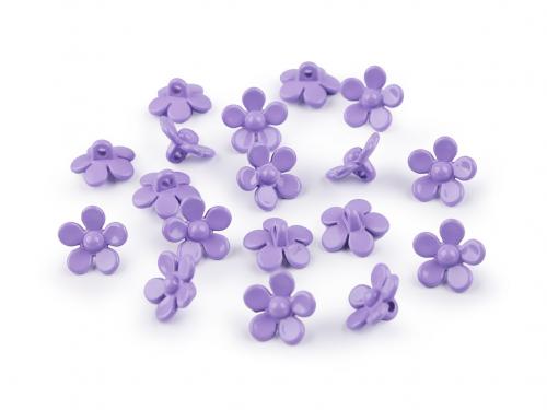 Plastové knoflíky / korálky květ Ø15 mm, barva 4 fialová lila