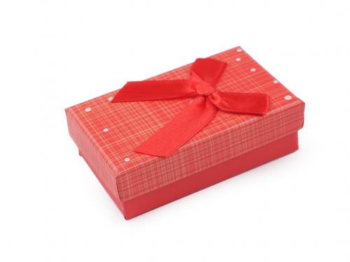 Krabička s mašličkou 5x8 cm, barva 16 červená světlá puntíky