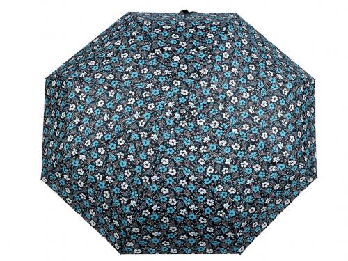 Dámský mini skládací deštník, barva 5 černá tyrkys