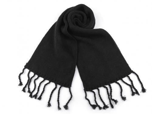 Zimní šála pletená 27x175 cm, barva 4 černá