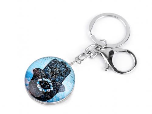 Přívěsek na klíče / kabelku, barva 24 modrá pomněnková ruka Fatimy