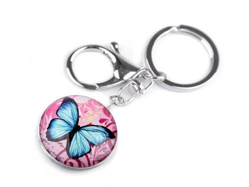 Přívěsek na klíče / kabelku motýl, znamení zvěrokruhu, barva 4 modrá pomněnková motýl
