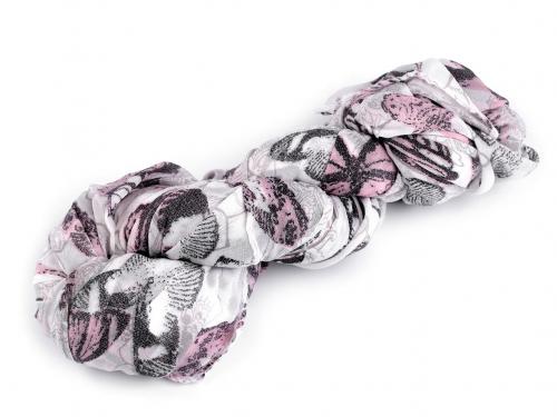 Letní šátek / šála motýl 80x165 cm, barva 2 bílá růžová světlá
