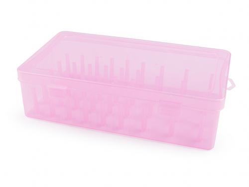 Plastový box na 42 ks nití, barva 2 růžová sv.