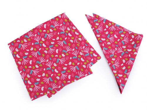 Panel sukýnka a šátek pro panenku, barva růžová ptáčci