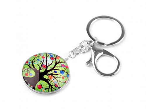 Přívěsek na klíče / kabelku strom života, mandala, barva 10 zelená sv. strom