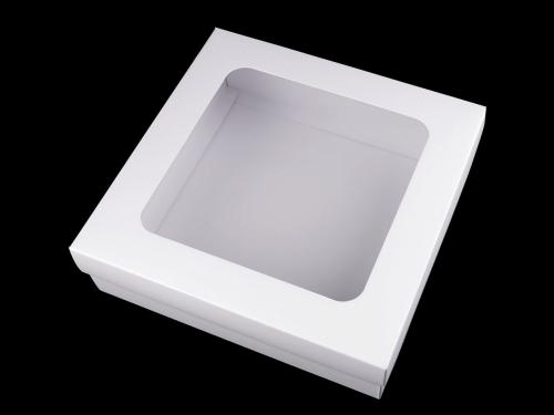Papírová krabice natural s průhledem, barva 1 bílá