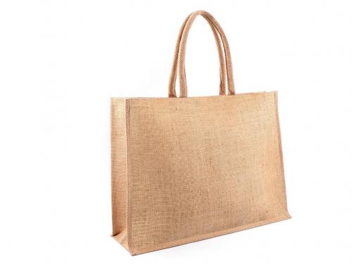 Jutová taška k dozdobení se zipem 42x32,5 cm, barva režná přírodní