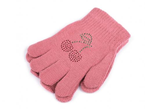 Dětské rukavice s kamínky, barva 4 růžová