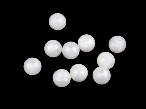 Silikonové korálky Ø9 mm, barva 6 bílá mléčná perleťové