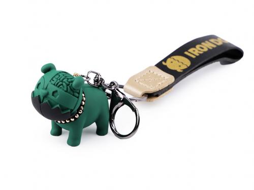 Přivěsek na klíče / batoh pes, barva 10 zelená tmavá