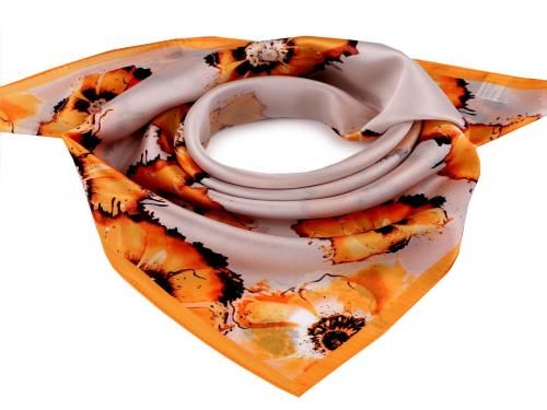 Saténový šátek 50x50 cm, barva 22 béžová světlá oranžová