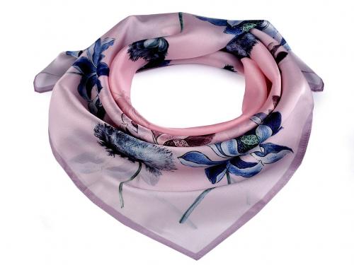 Saténový šátek 50x50 cm, barva 4 růžová střední magnolie