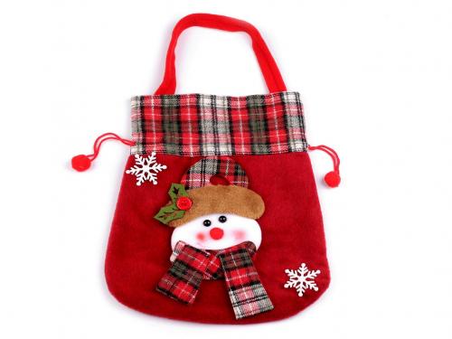 Mikulášská / vánoční taška 27x33 cm, barva 3 červená sněhulák