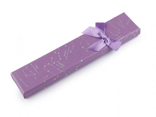 Krabička s mašličkou 4,5x21,5 cm, barva 11 fialová lila hvězdy