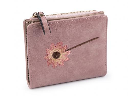 Dámská / dívčí peněženka s výšivkou 10x12 cm, barva 1 pudrová